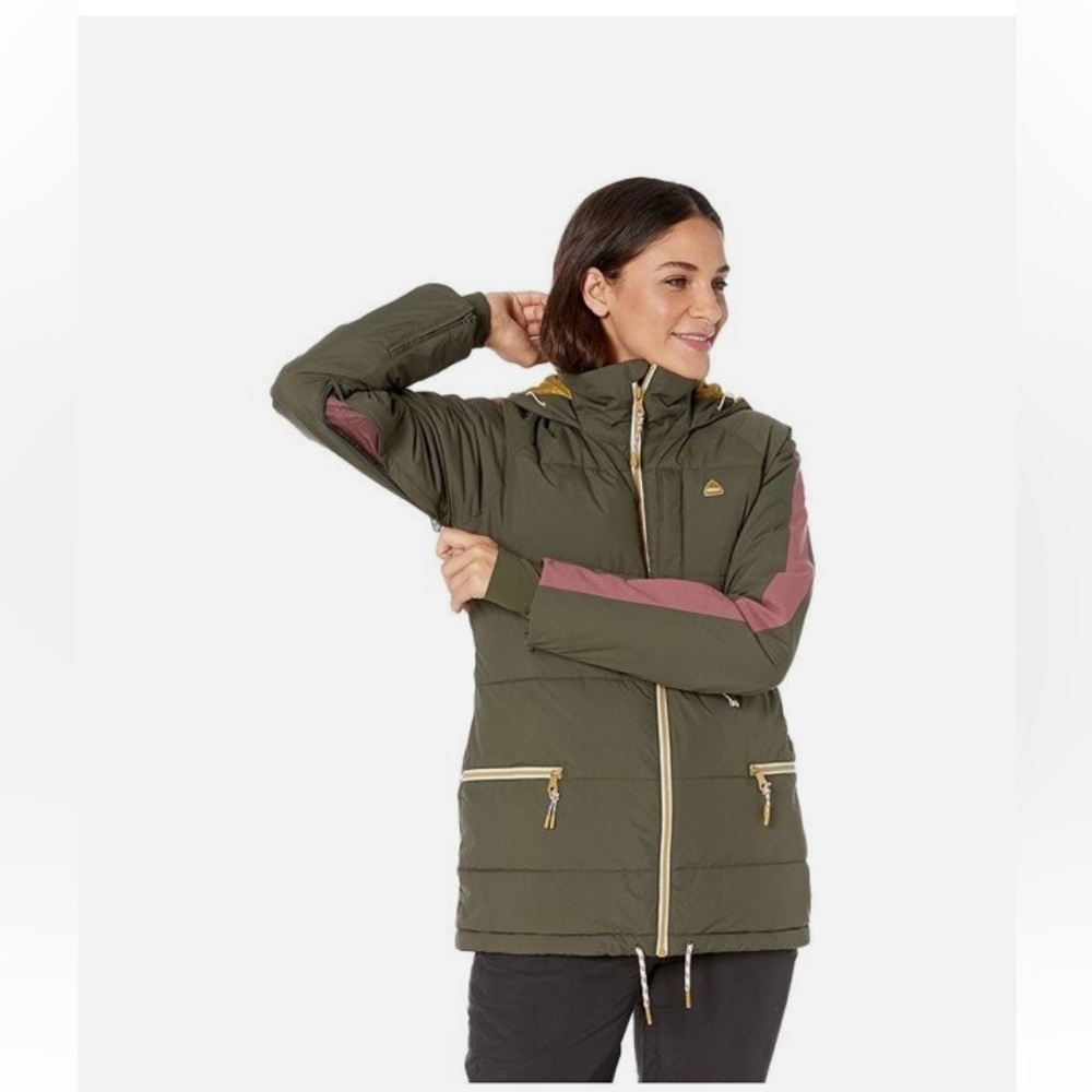 Burton Women's Keelan Ski Winter Jacket Olive Green/Rose Size XS - Picture 2 of 13